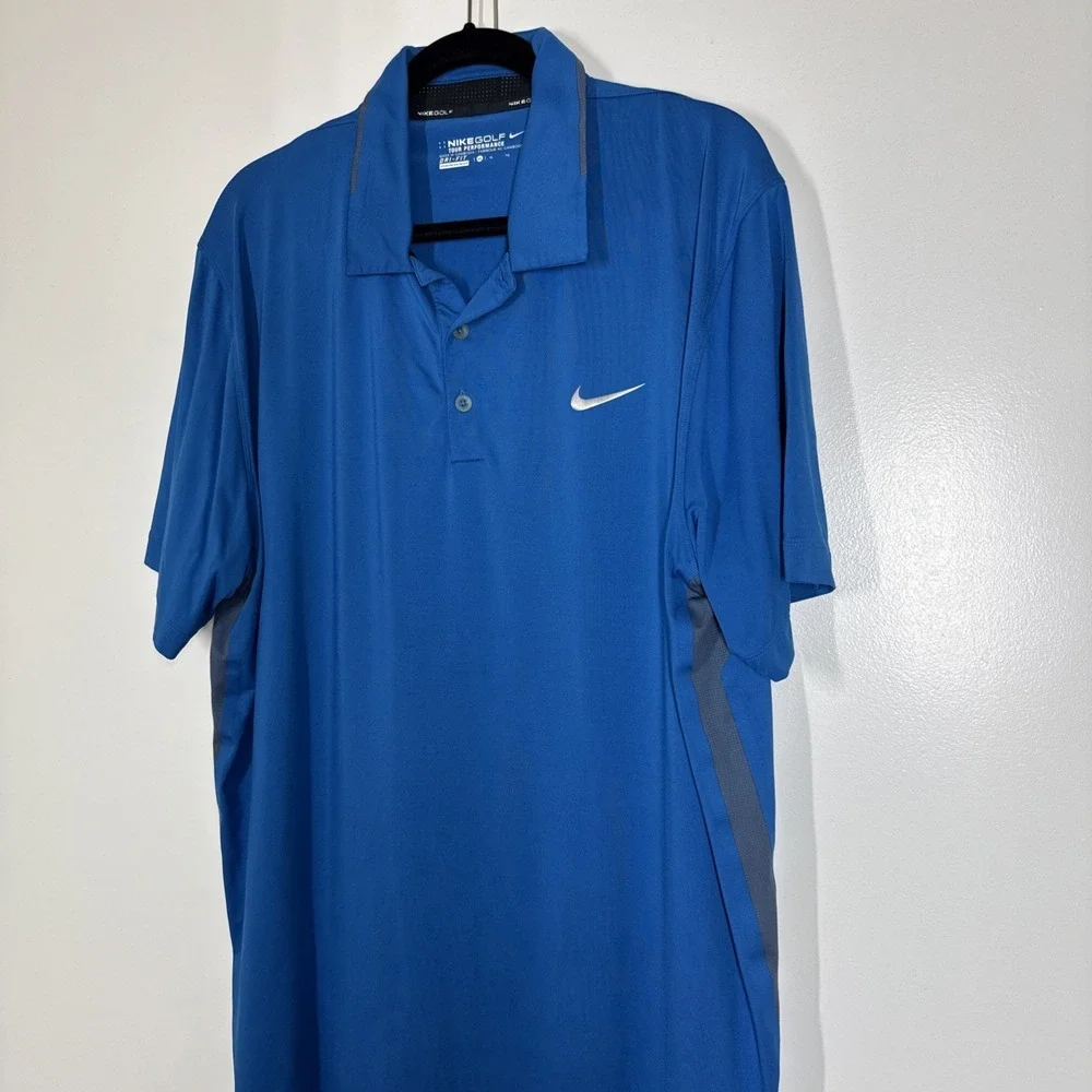 Nike Golf Dri-FIT Men's Cobalt Blue Polo Shirt Size XL Short Sleeve Performance